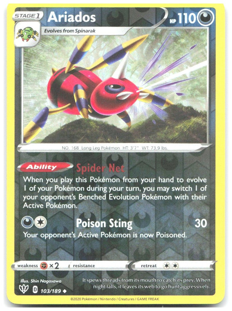 Ariados Reverse Holo Uncommon SWSH03 Darkness Ablaze 103/189 NM Shin Nagasawa