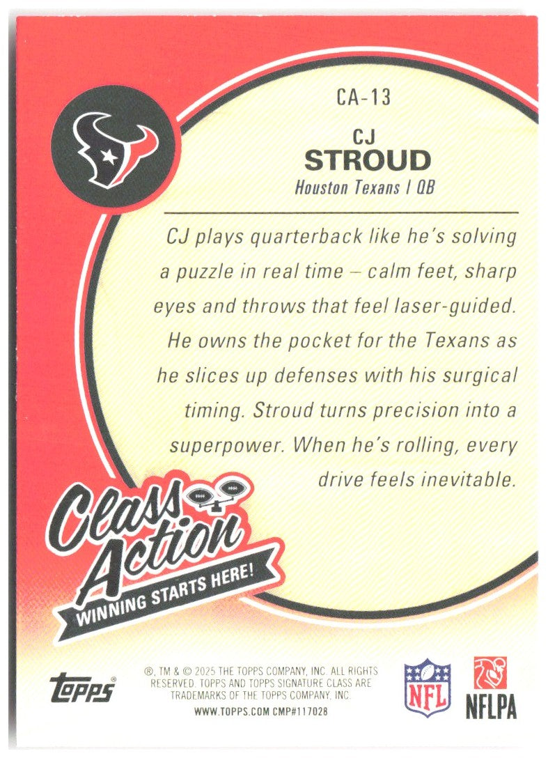 CJ Stroud Topps Signature Class - Class Action CA-13 2025 Houston Texans