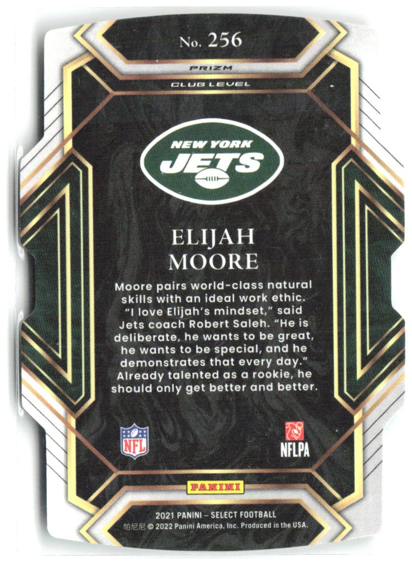 Elijah Moore Panini Select Green and Yellow Prizm Die Cut 256 2021 New York Jets