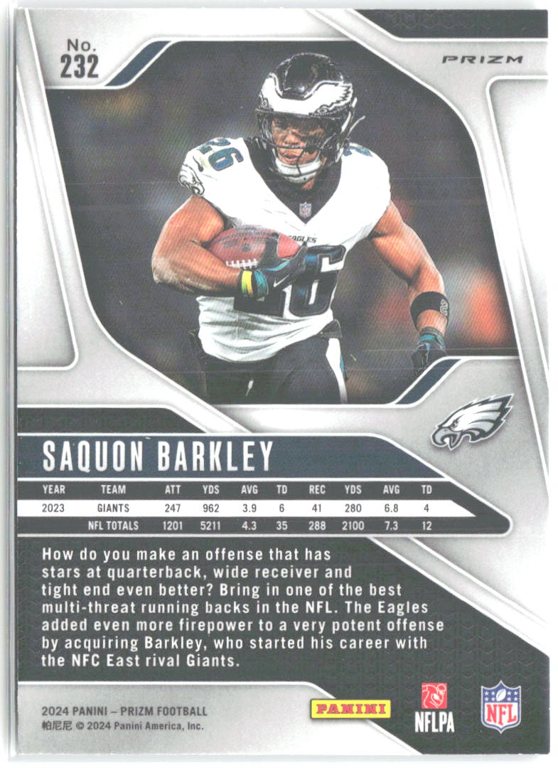 Saquon Barkley Panini Prizm - Green Wave 232 2024 Philadelphia Eagles