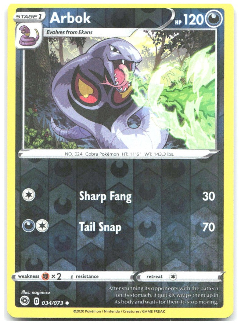 Arbok Reverse Holo Uncommon Champion's Path 34/73 NM nagimiso