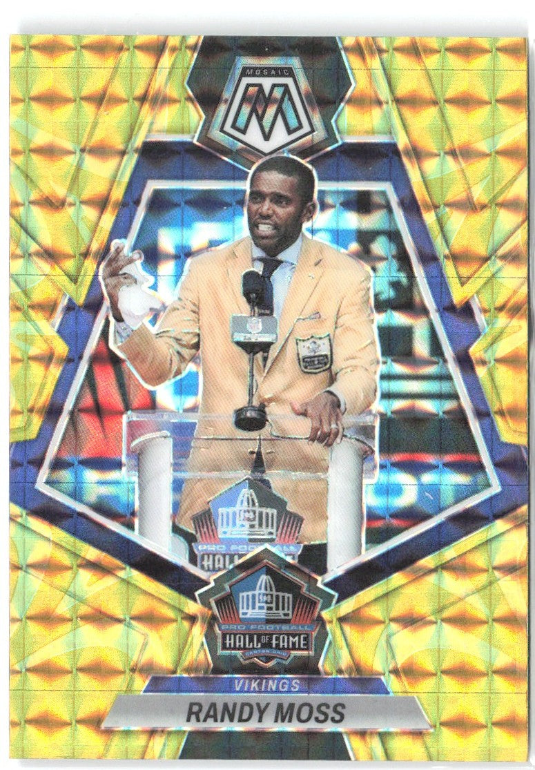 Randy Moss Panini Mosaic - Reactive Yellow Mosaic 278 2023 Minnesota Vikings