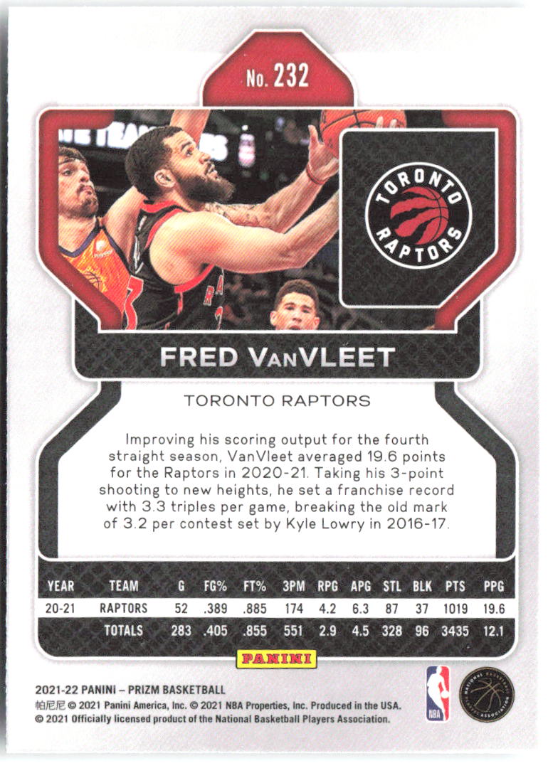 Fred VanVleet Panini Prizm 232 2021-22 Toronto Raptors
