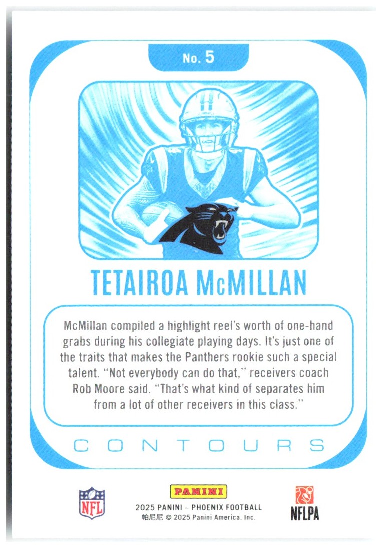 Tetairoa McMillan Panini Phoenix - Contours 5 2025 Carolina Panthers