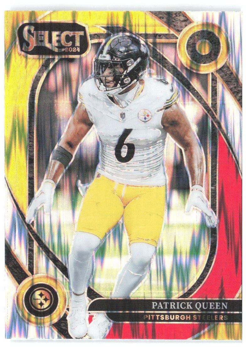 Patrick Queen Select - Red & Yellow Prizm Shock 286 2024 Pittsburgh Steelers