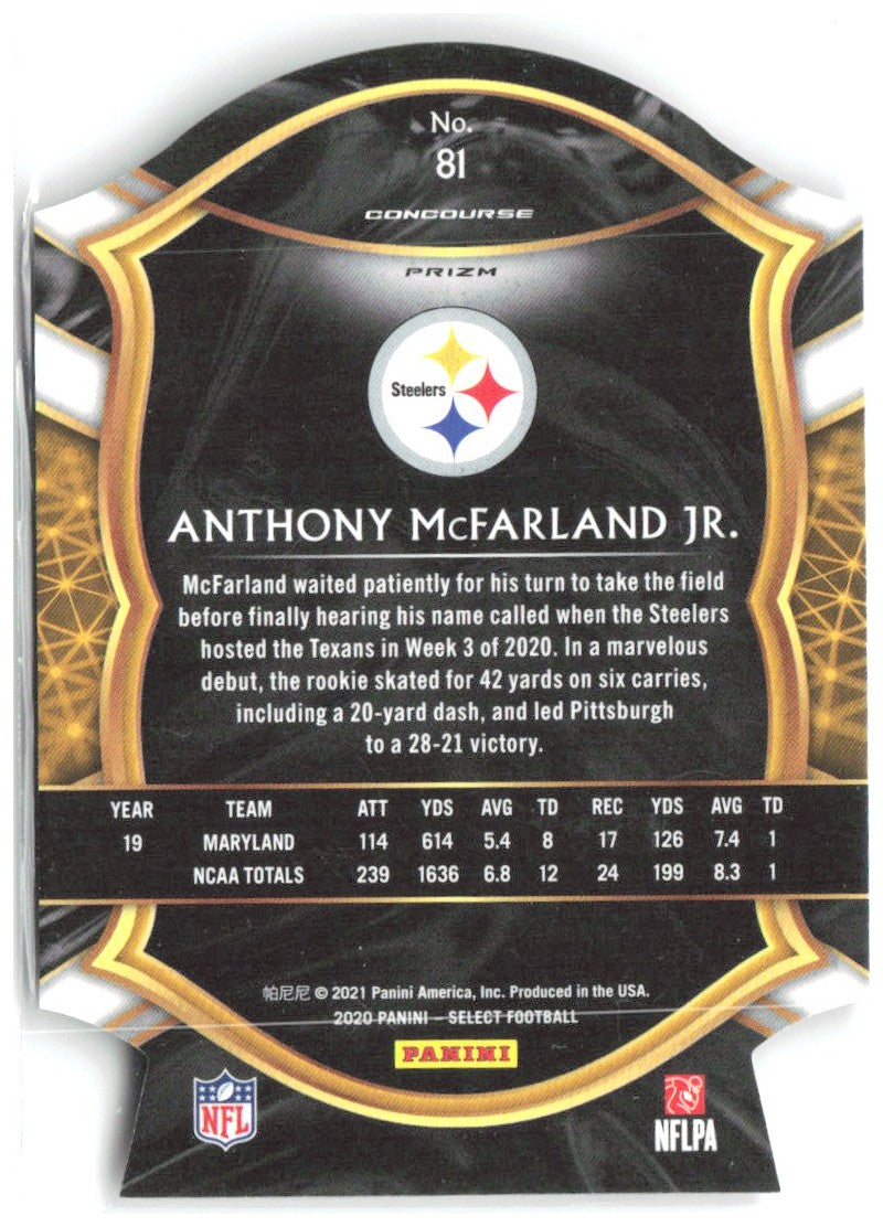 Anthony McFarland Jr. Select - Red Prizm Die Cut 81 2020 Pittsburgh Steelers