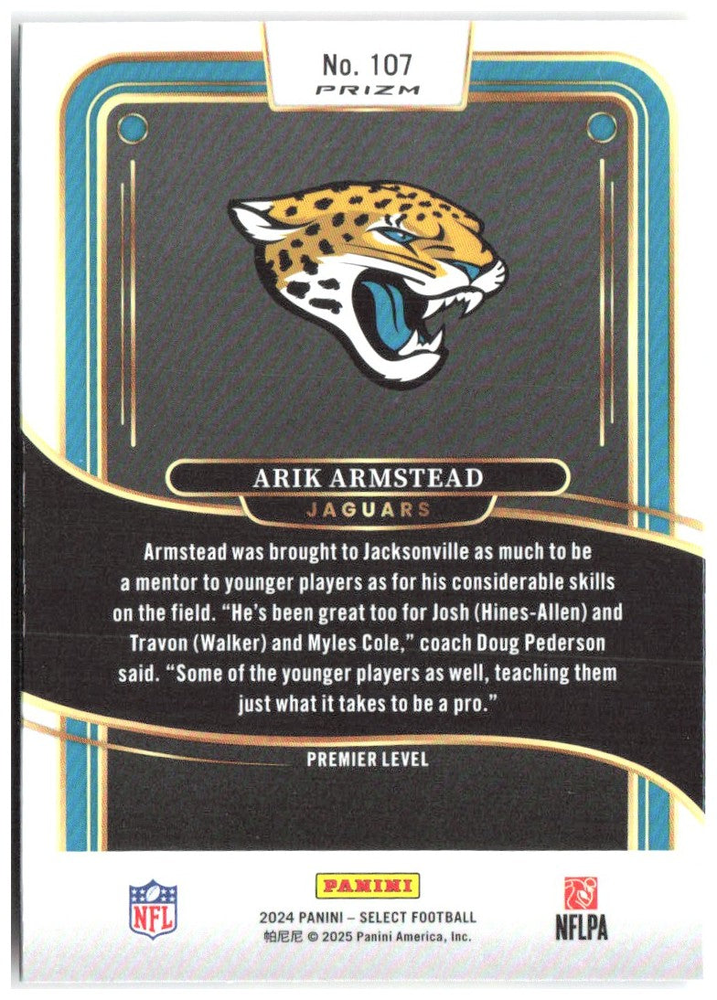 Arik Armstead Select - Red & Yellow Prizm Shock 107 2024 Jacksonville Jaguars