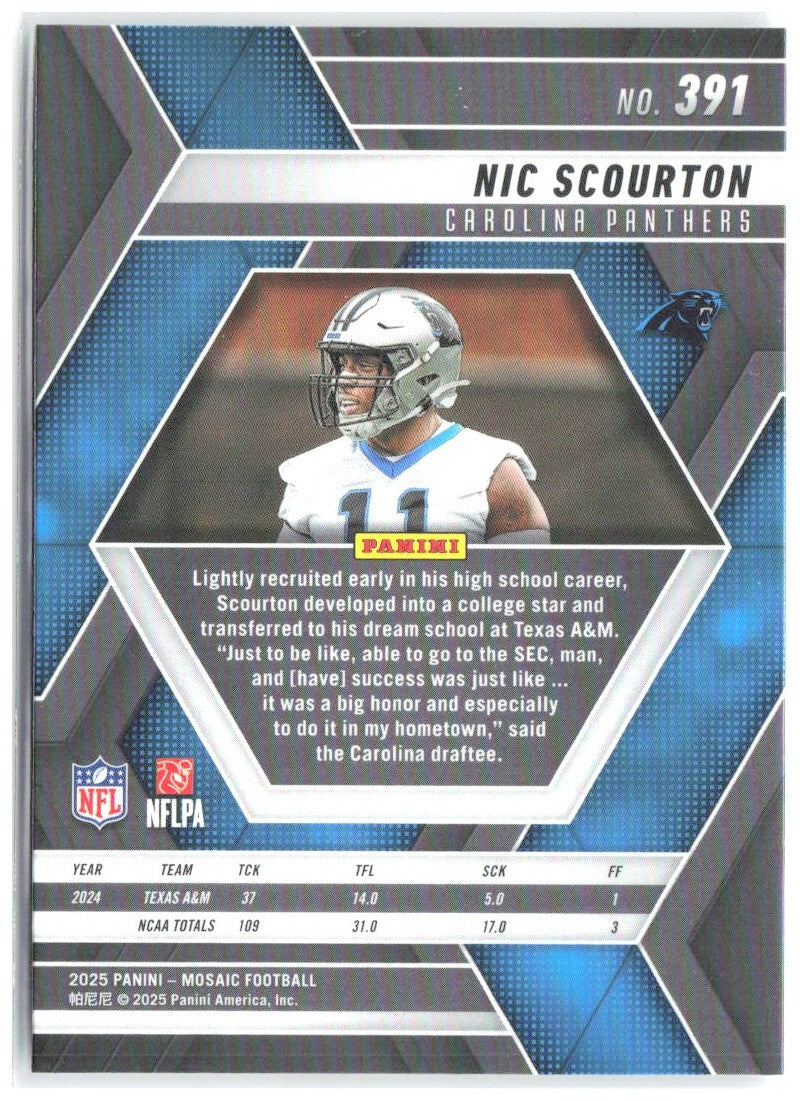 Nic Scourton Panini Mosaic 391 2025 Carolina Panthers RC
