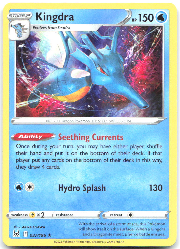 Kingdra Holo Rare SWSH11: Lost Origin 037/196 NM AKIRA EGAWA