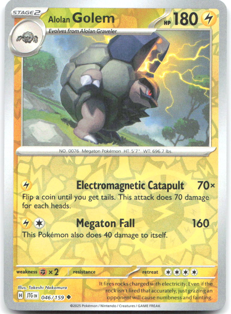 Alolan Golem Reverse Holo SV09 Journey Together 046/159 NM Takeshi Nakamura