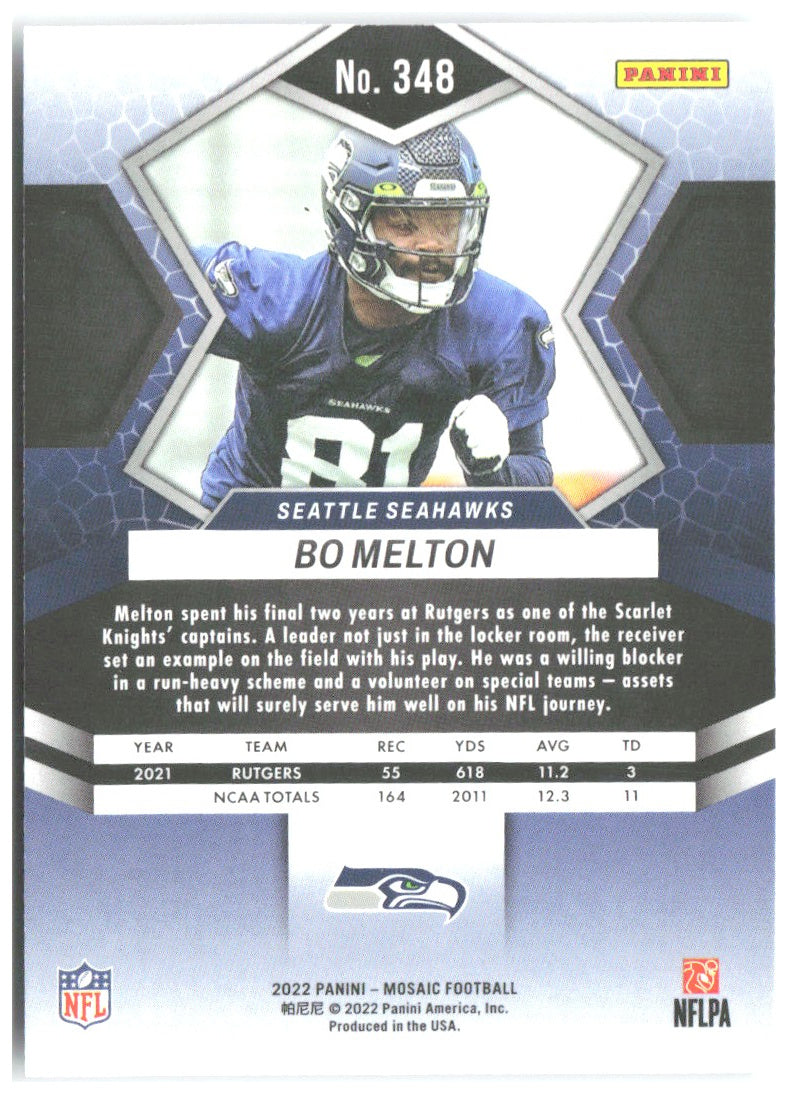 Bo Melton Panini Mosaic 348 2022 Seattle Seahawks RC