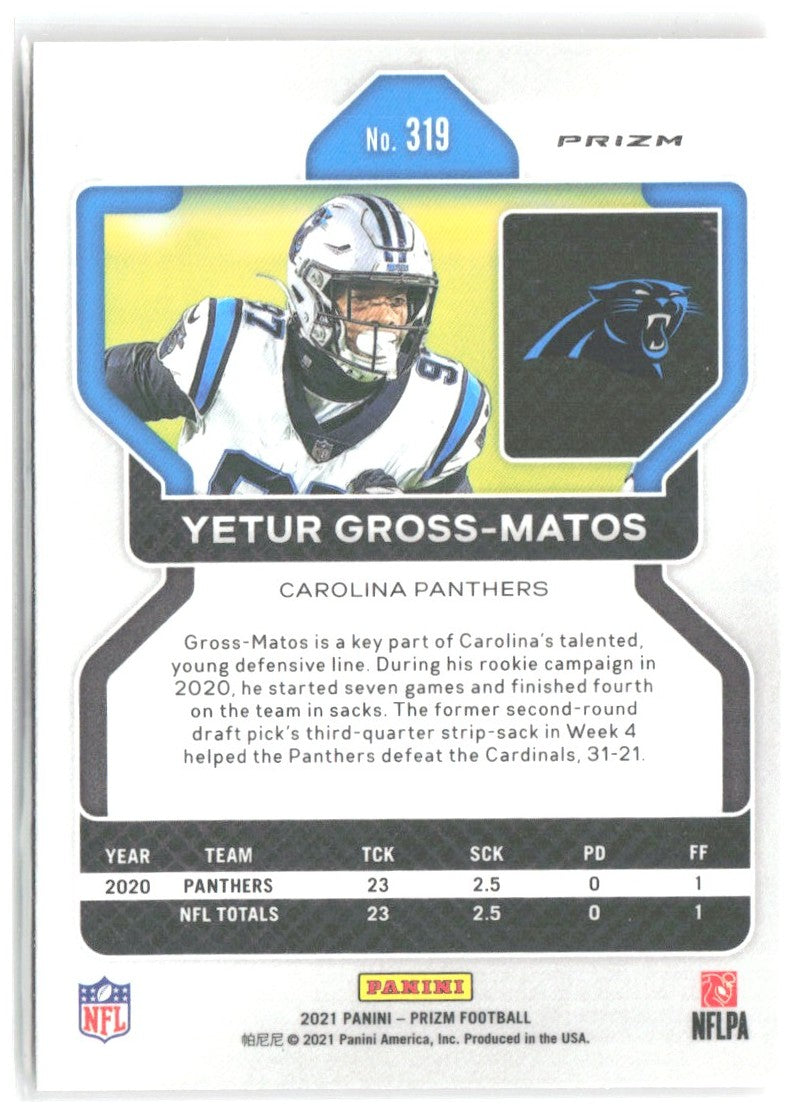 Yetur Gross-Matos Panini Prizm - Lazer 319 2021 Carolina Panthers