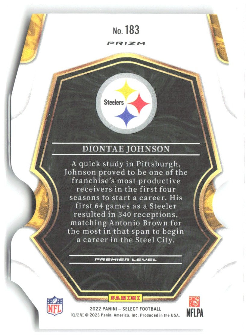 Diontae Johnson Panini Select - Black and Green Prizm Die Cut 183 2022 Steelers