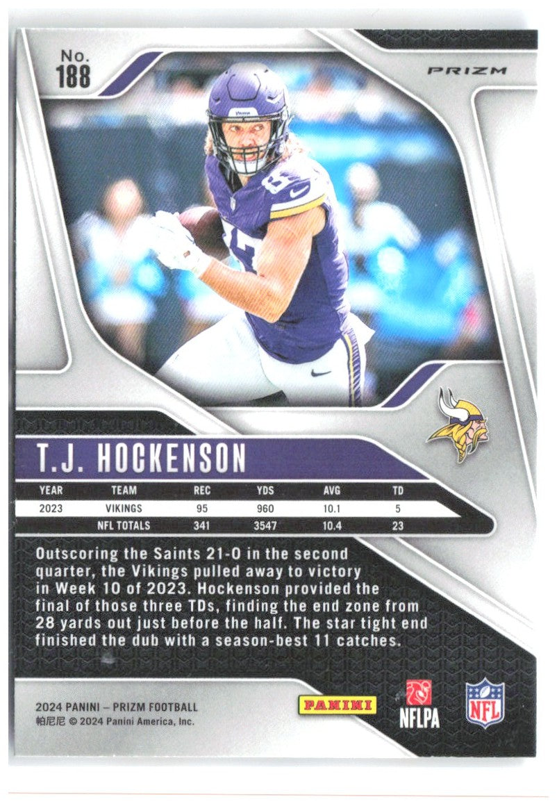 T.J. Hockenson Panini Prizm - Red White and Blue 188 2024 Minnesota Vikings