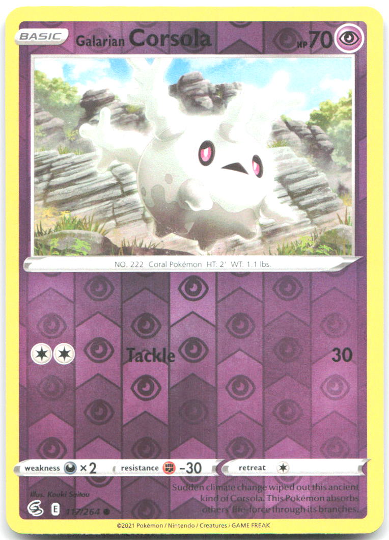 Galarian Corsola Reverse Holo SWSH08 Fusion Strike 117/264 NM Kouki Saitou