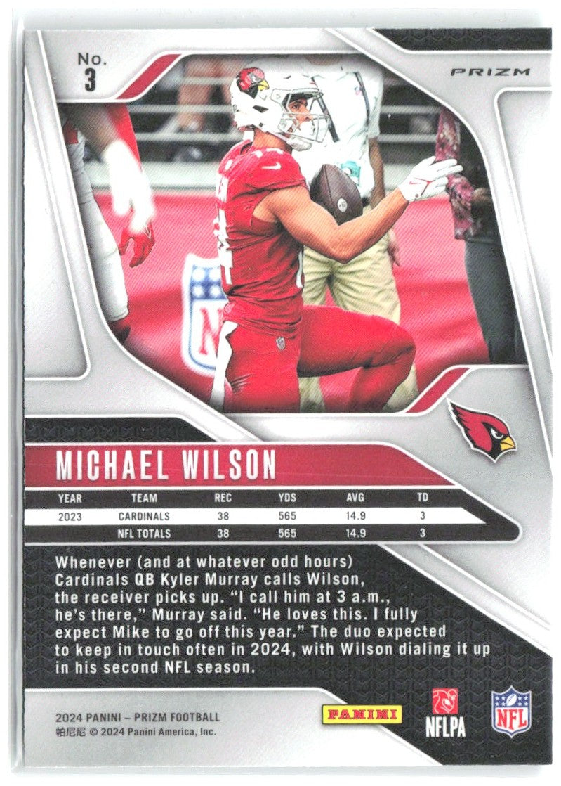 Michael Wilson Panini Prizm - Green 3 2024 Arizona Cardinals