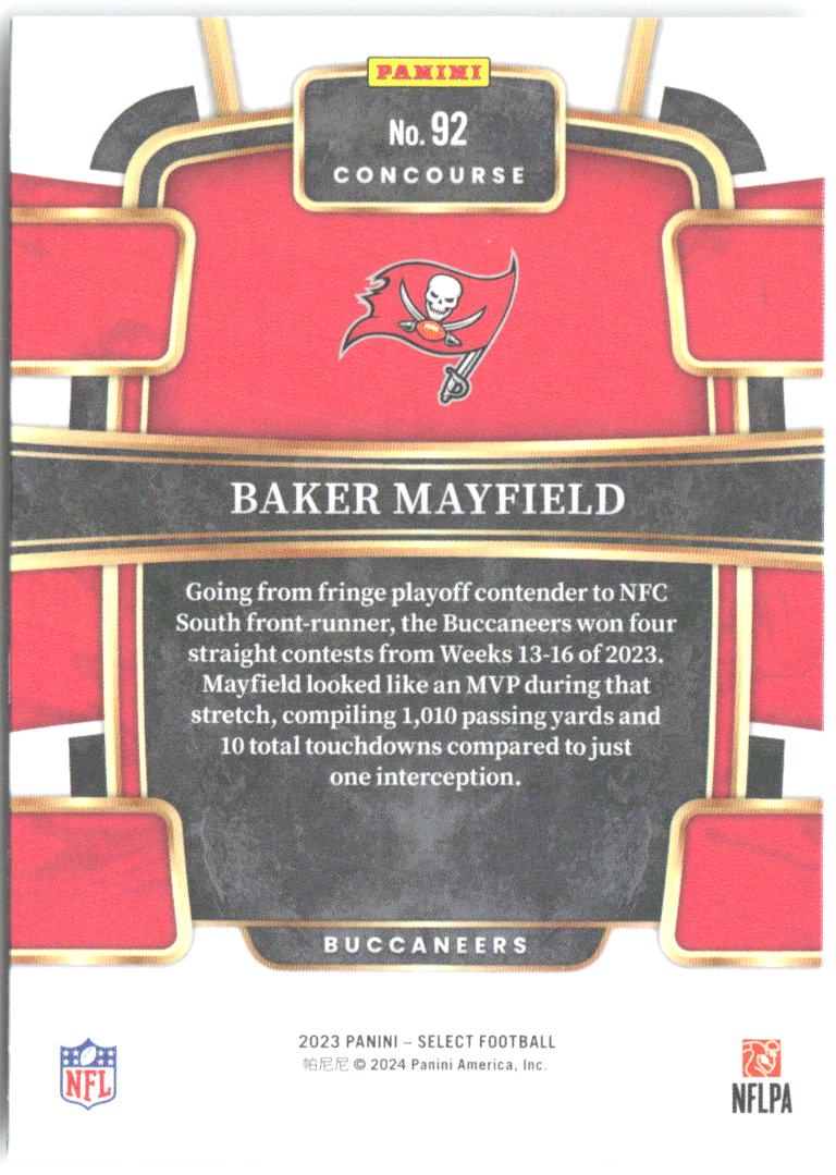 Baker Mayfield Panini Select 92 2023 Tampa Bay Buccaneers