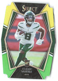 Elijah Moore Panini Select Green and Yellow Prizm Die Cut 56 2021 New York Jets