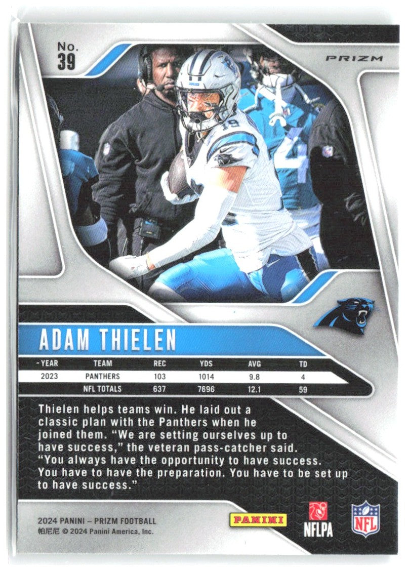 Adam Thielen Panini Prizm - Green 39 2024 Carolina Panthers