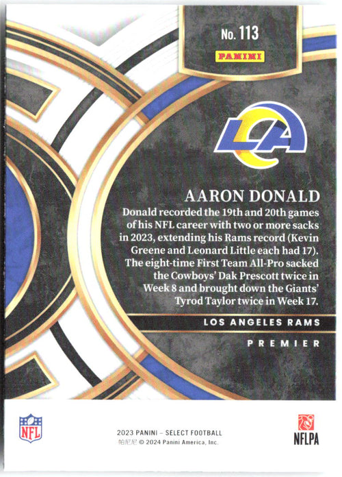 Aaron Donald Panini Select 113 2023 Los Angeles Rams