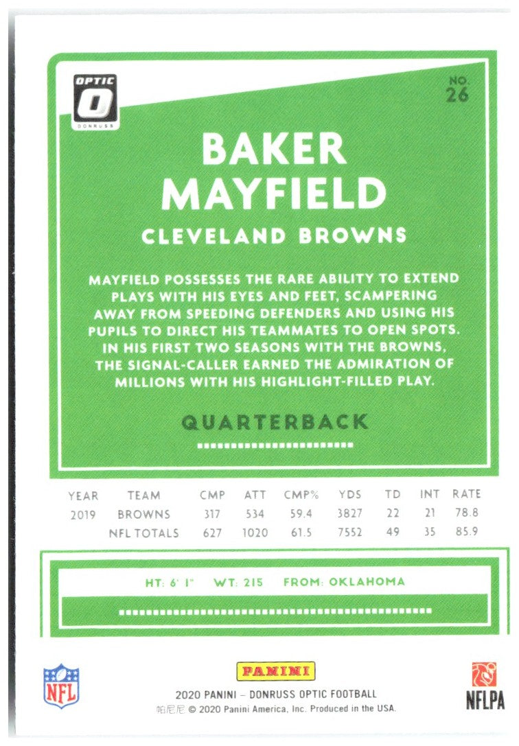 Baker Mayfield Donruss Optic 26 2020 Cleveland Browns