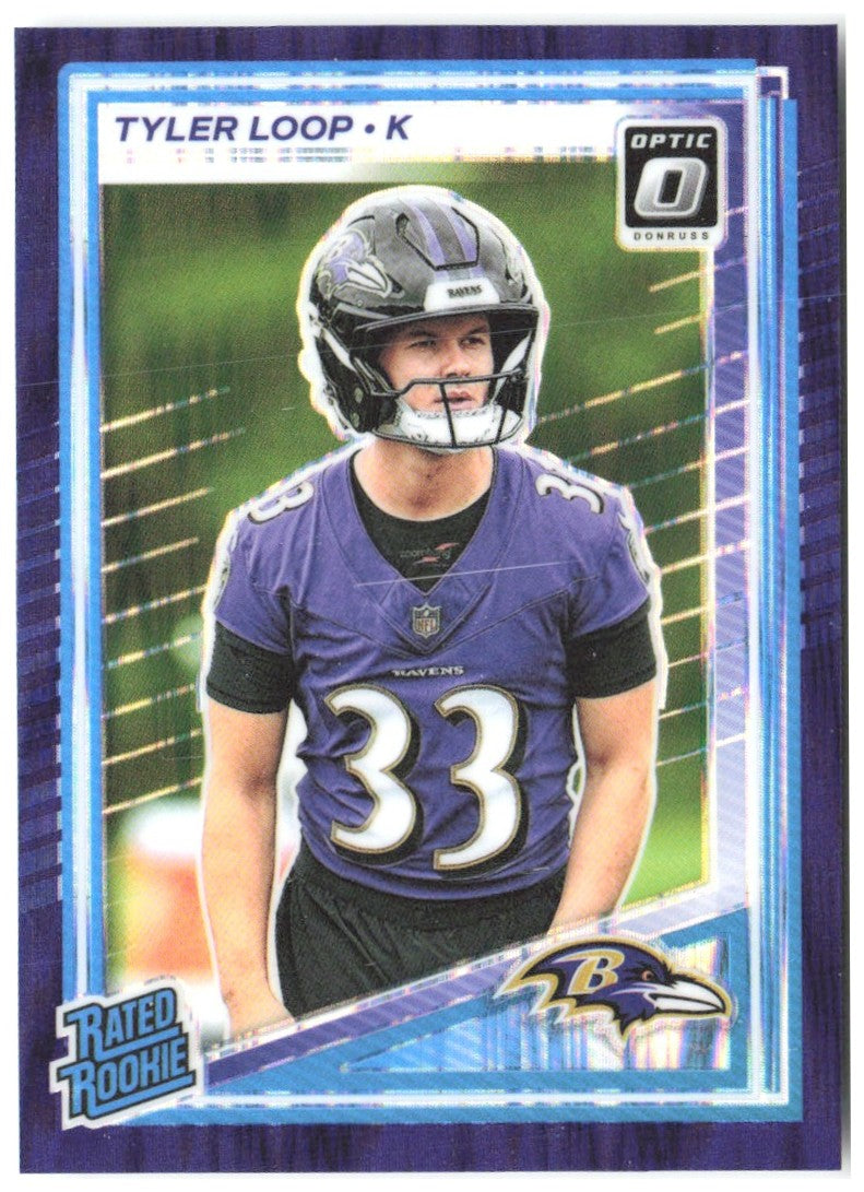 Tyler Loop Donruss Optic - Purple Shock 227 2025 Baltimore Ravens