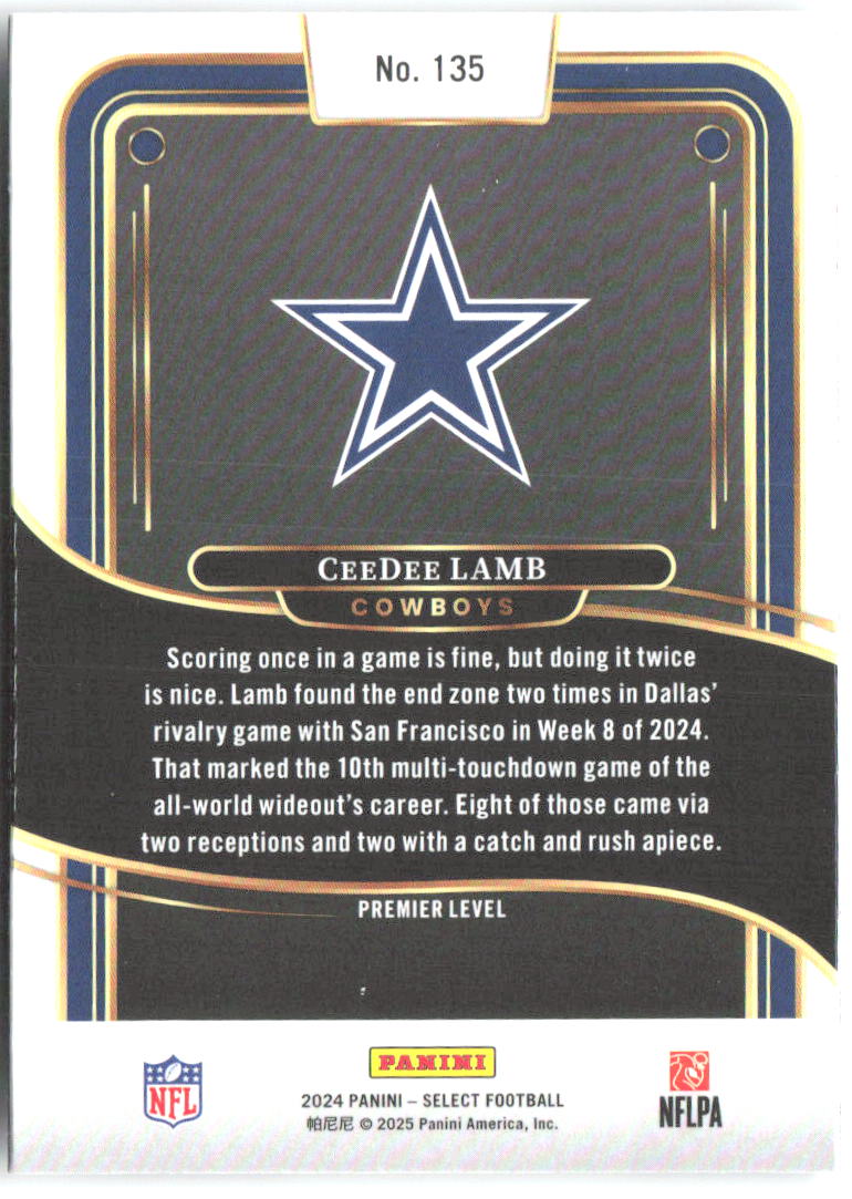 CeeDee Lamb Panini Select 135 2024 Dallas Cowboys