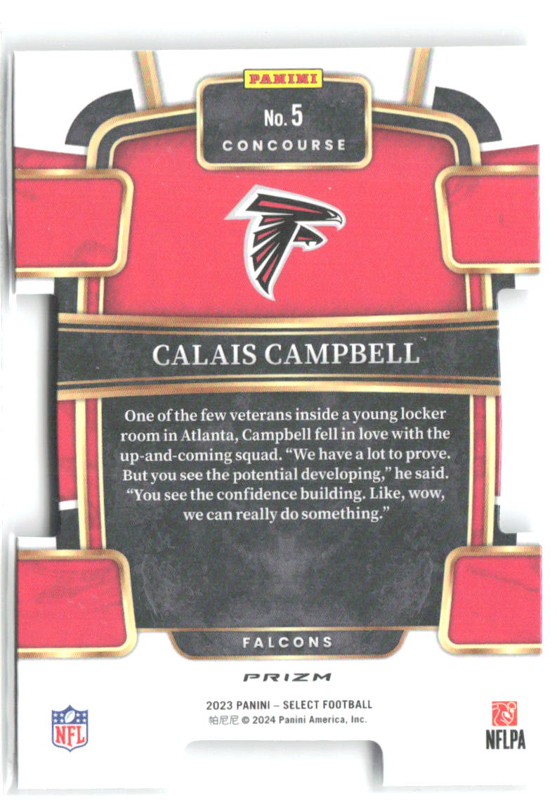 Calais Campbell Panini Select - Silver Prizms Die Cuts 5 2023 Atlanta Falcons