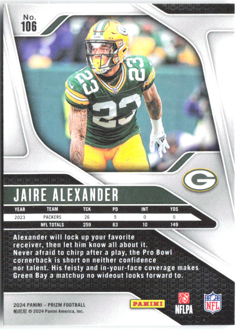 Jaire Alexander Panini Prizm 106 2024 Green Bay Packers