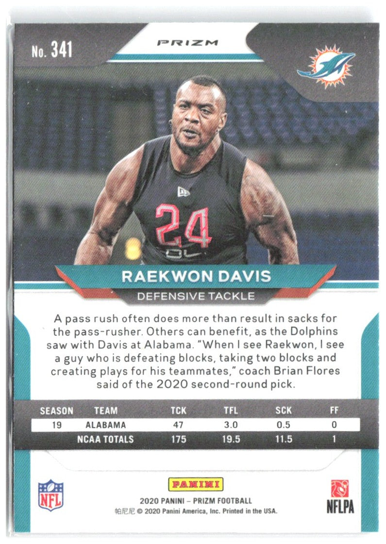 Raekwon Davis Panini Prizm - Prizm Red White and Blue 341 2020 Miami Dolphins