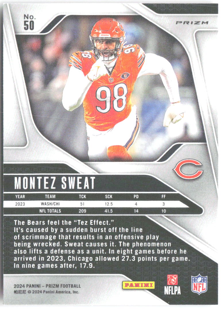 Montez Sweat Panini Prizm - Pink 50 2024 Chicago Bears