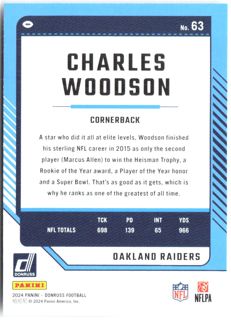 Charles Woodson Donruss 63 2024 Oakland Raiders