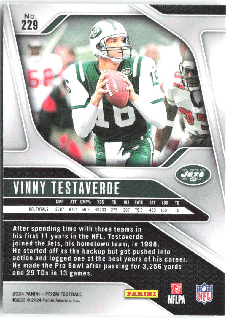 Vinny Testaverde Panini Prizm 229 2024 New York Jets