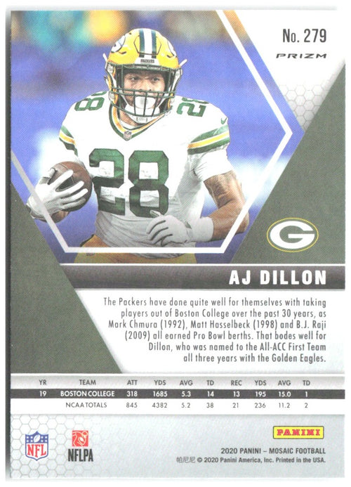 AJ Dillon Panini Mosaic - Prizm Green 279 2020 Green Bay Packers