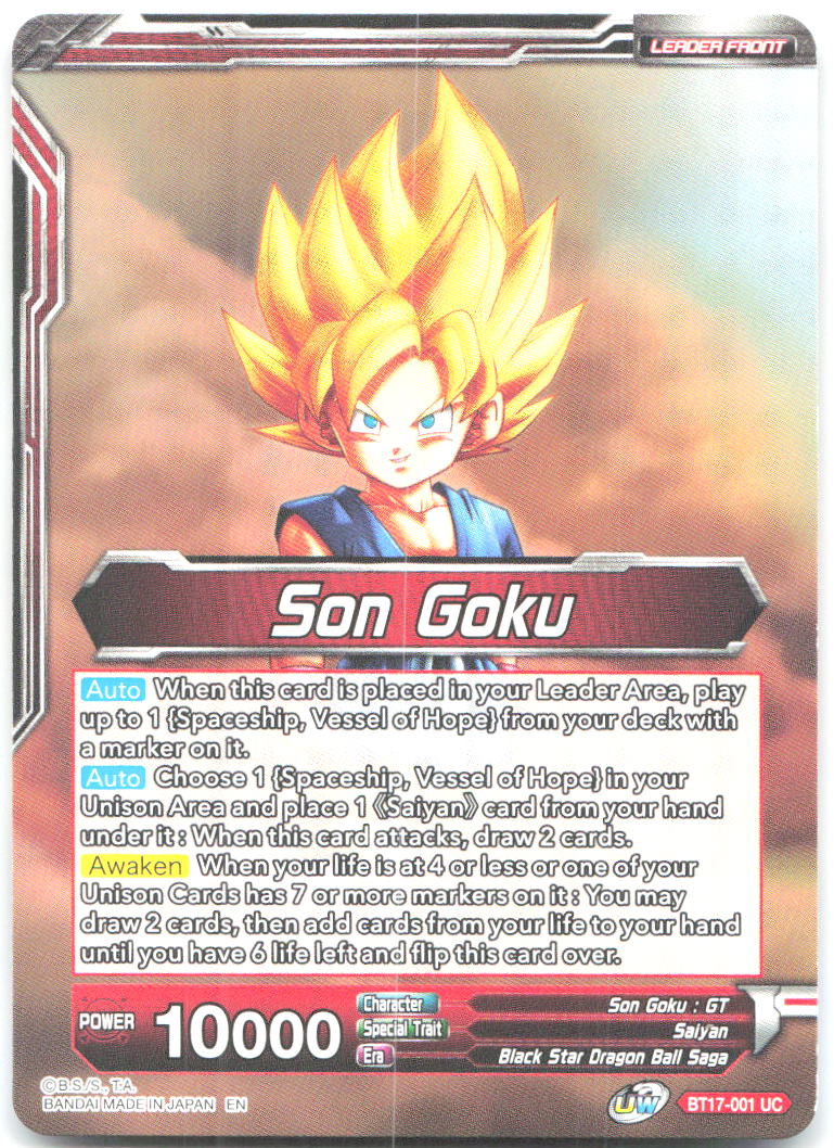 Son Goku // Son Goku Pan & Trunks Space Adventurers Ultimate Squad BT17 001 NM