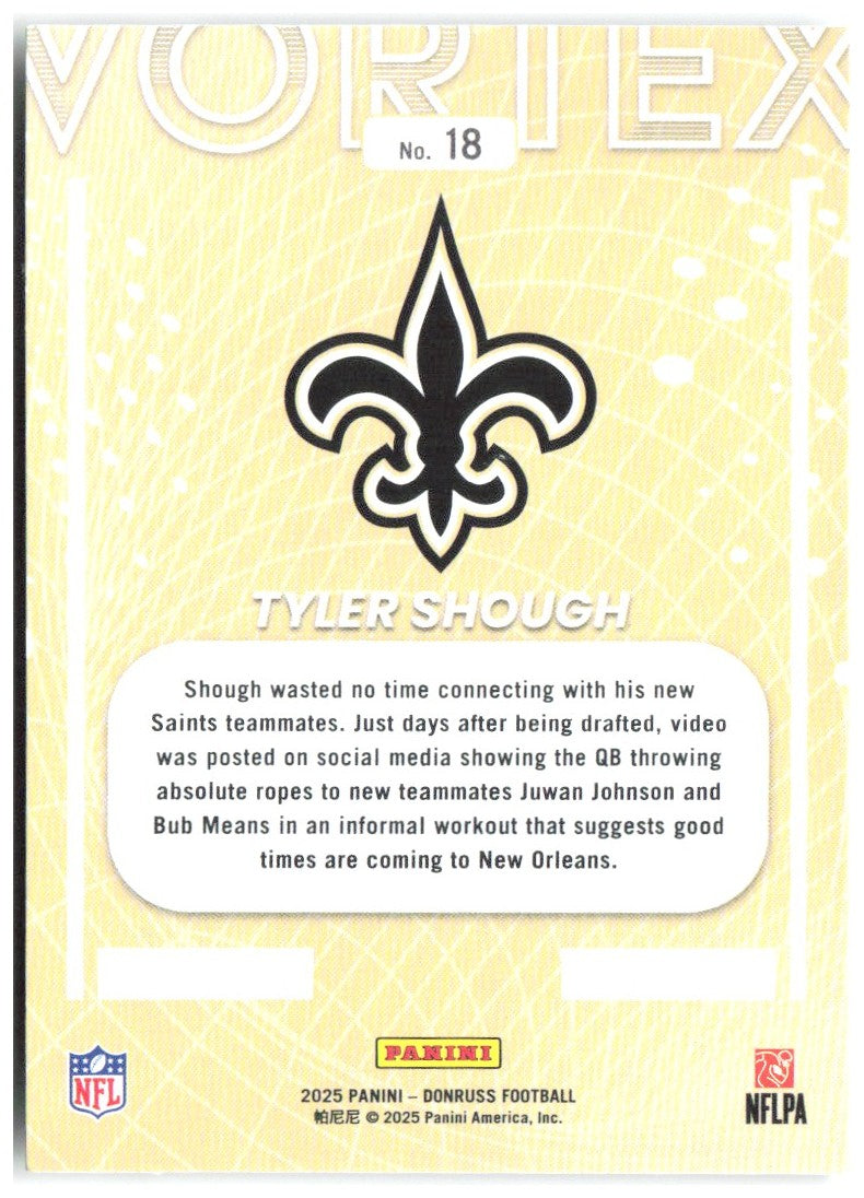 Tyler Shough Donruss - Vortex 18 2025 New Orleans Saints