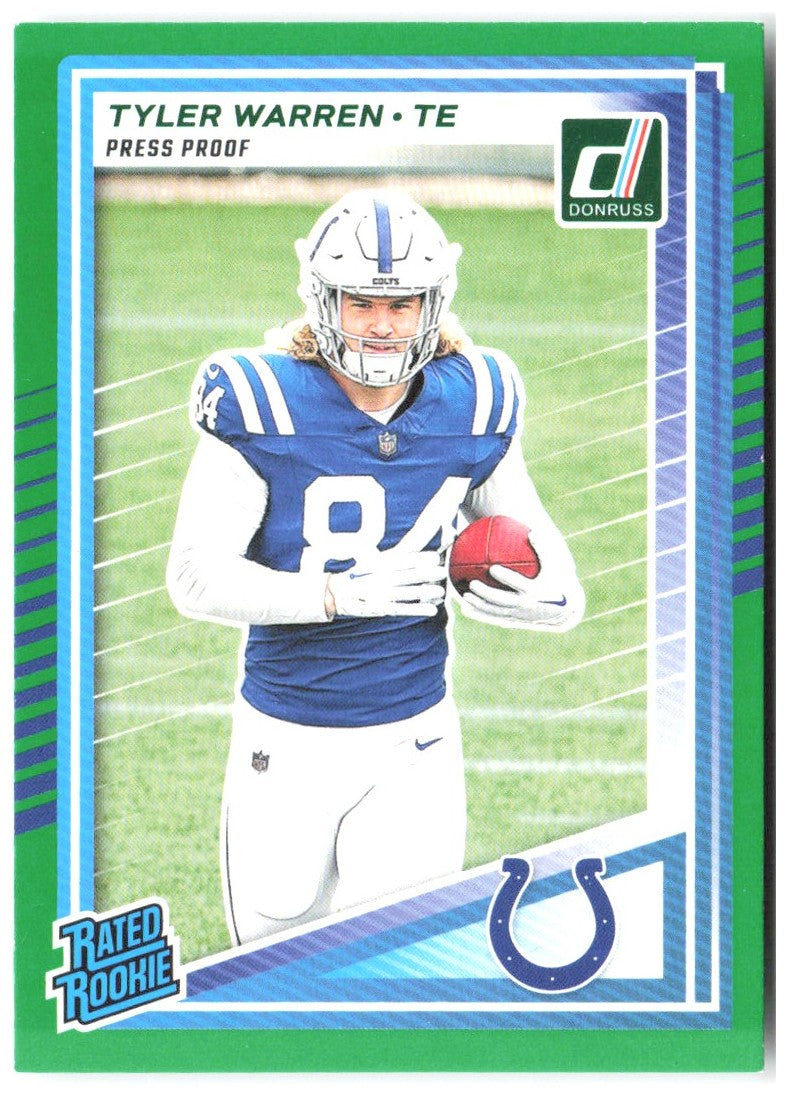Tyler Warren Donruss - Press Proofs Green 337 2025 Indianapolis Colts