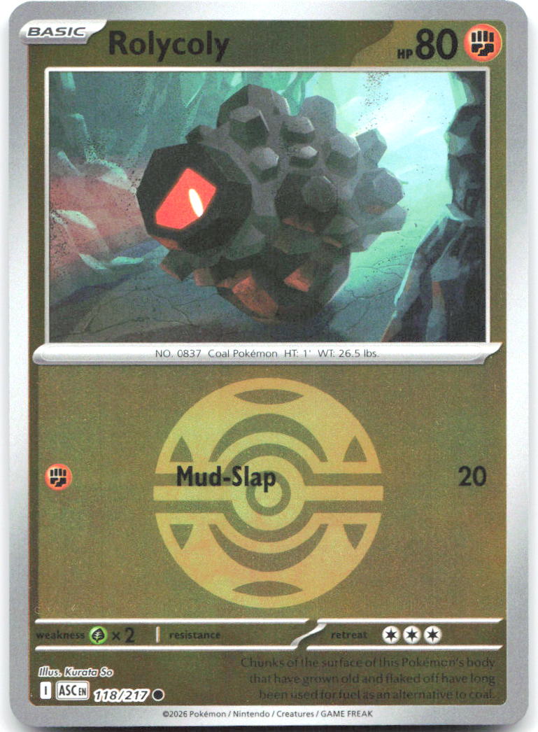Rolycoly Dusk Ball Reverse Holo Common ME Ascended Heroes 118/217 NM Kurata So