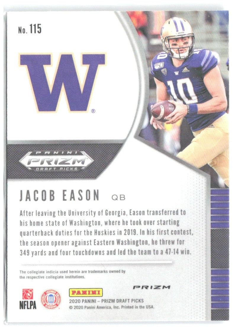 Jacob Eason Panini Prizm Draft Picks - Prizms Silver 115 2020 Washington Huskies