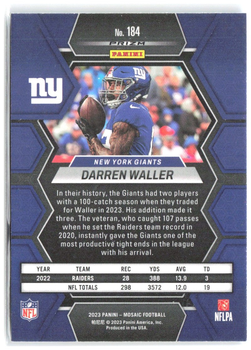 Darren Waller Panini Mosaic - Reactive Blue Mosaic 184 2023 New York Giants