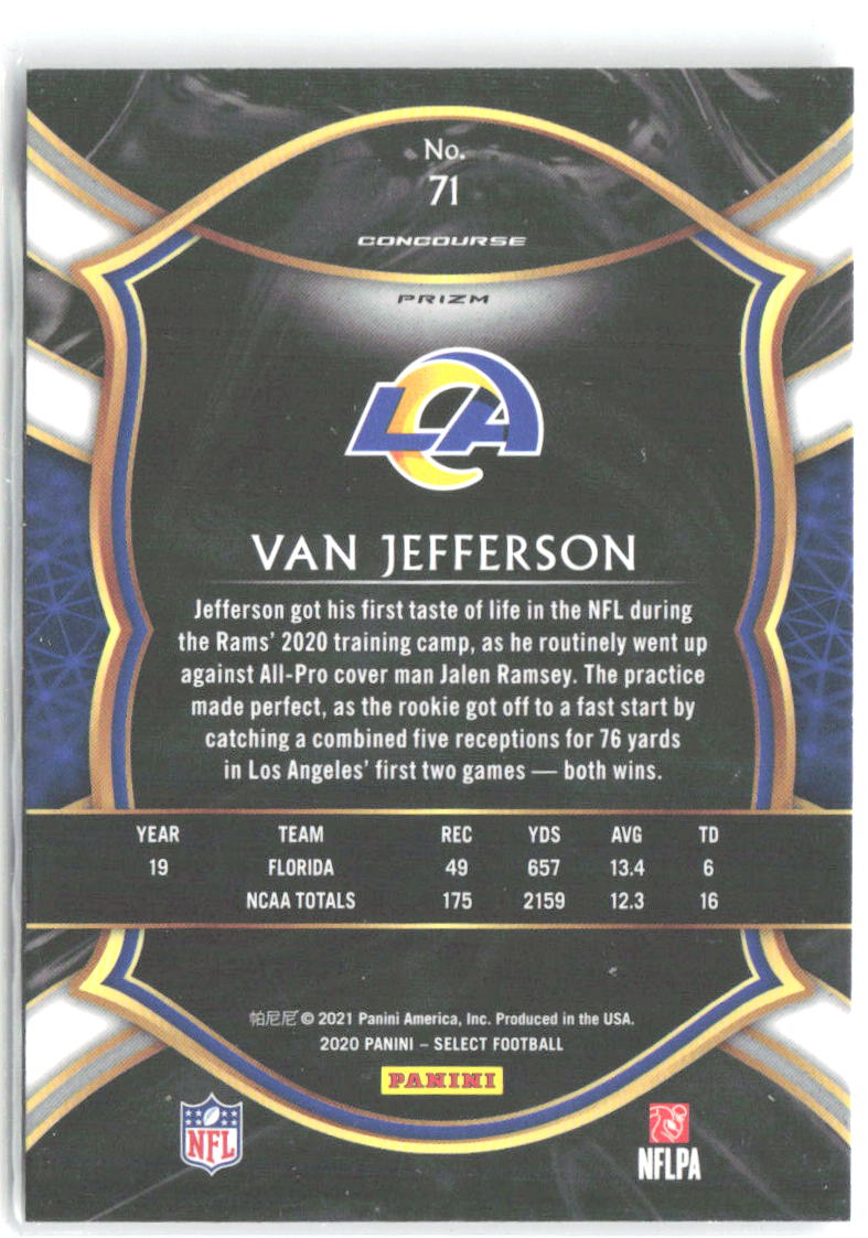 Van Jefferson Panini Select - Silver Prizm 71 2020 Los Angeles Rams