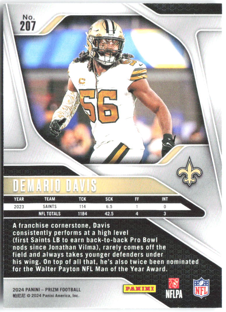 Demario Davis Panini Prizm 207 2024 New Orleans Saints