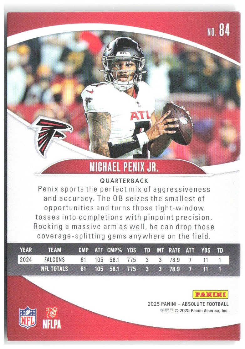 Michael Penix Jr. Panini Absolute - Orange Mosaic 84 2025 Atlanta Falcons /825