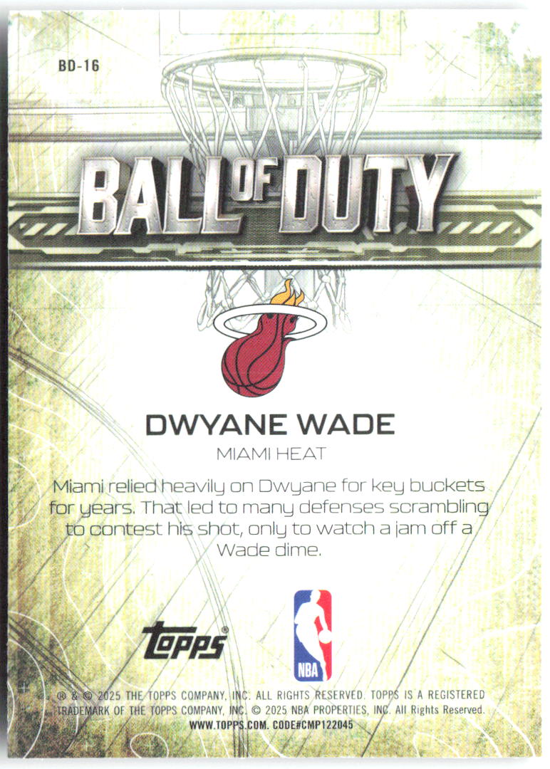 Dwyane Wade Topps Chrome - Ball of Duty BD-16 2025-26 Miami Heat