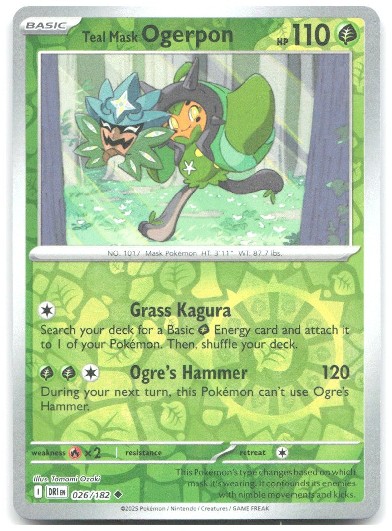Teal Mask Ogerpon Reverse Holo SV10 Destined Rivals 026/182 NM Tomomi Ozaki