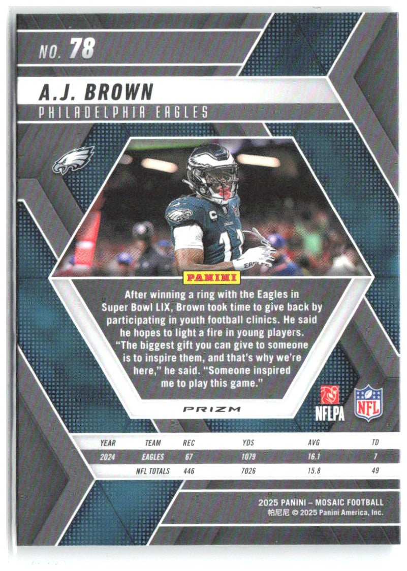 A.J. Brown Panini Mosaic - Mosaic Green 78 2025 Philadelphia Eagles