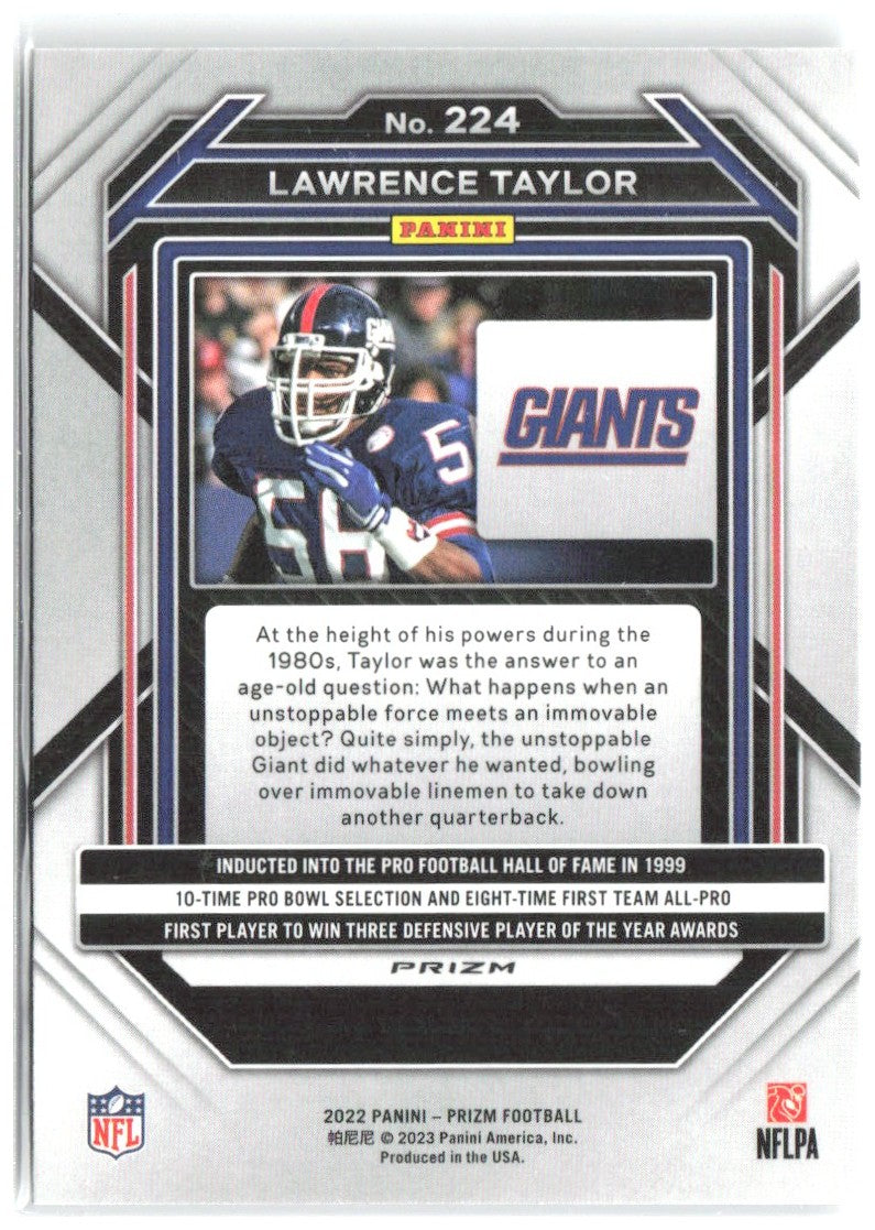 Lawrence Taylor Panini Prizm - Silver 224 2022 New York Giants