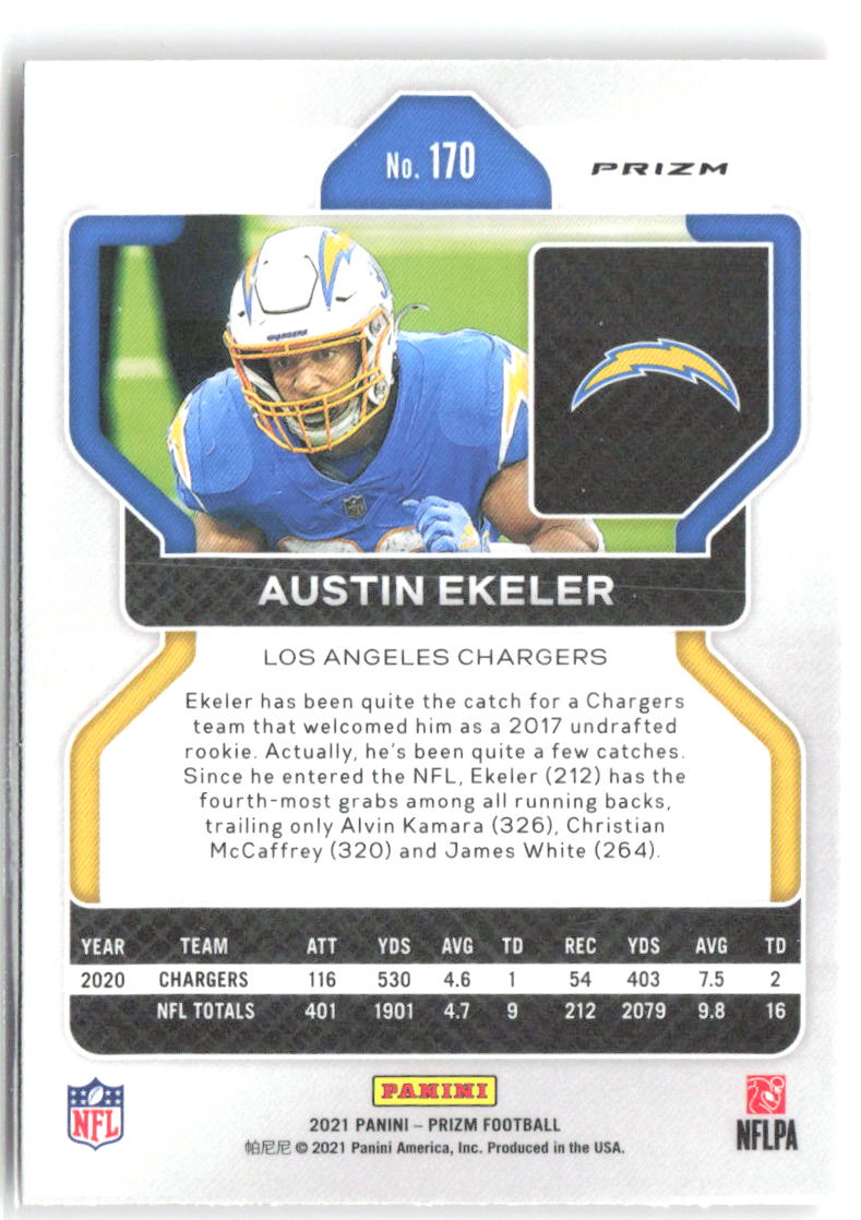 Austin Ekeler Panini Prizm - Lazer 170 2021 Los Angeles Chargers