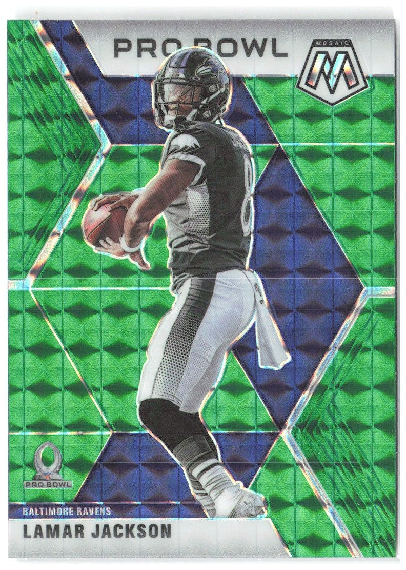 Lamar Jackson Panini Mosaic - Prizm Green 251 2020 Baltimore Ravens