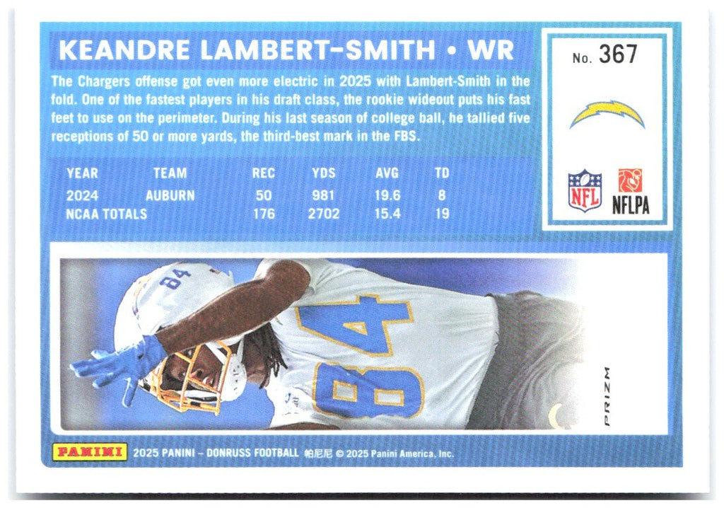 KeAndre Lambert-Smith Donruss - Optic Rated Rookies Blue Scope 367 2025 Chargers